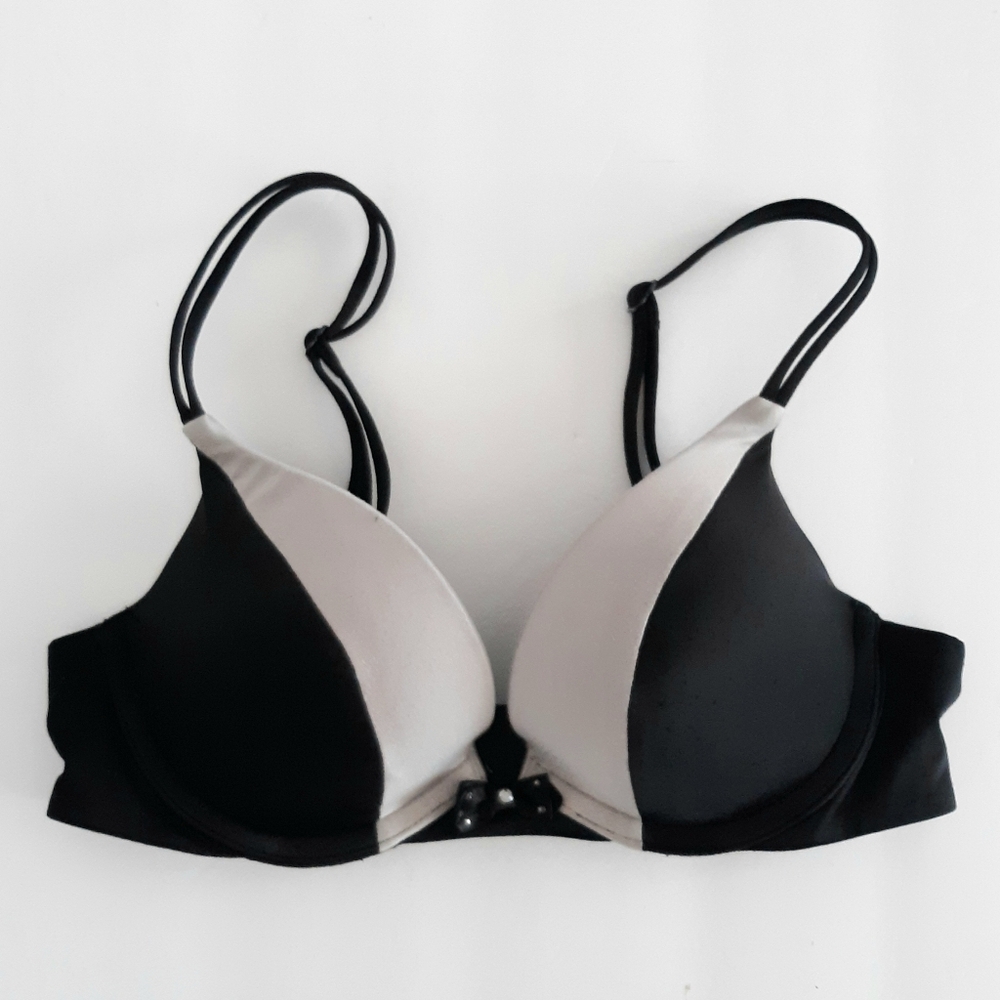 Victoria's Secret Black Gray Colorblock Push Up Bra Size 32A